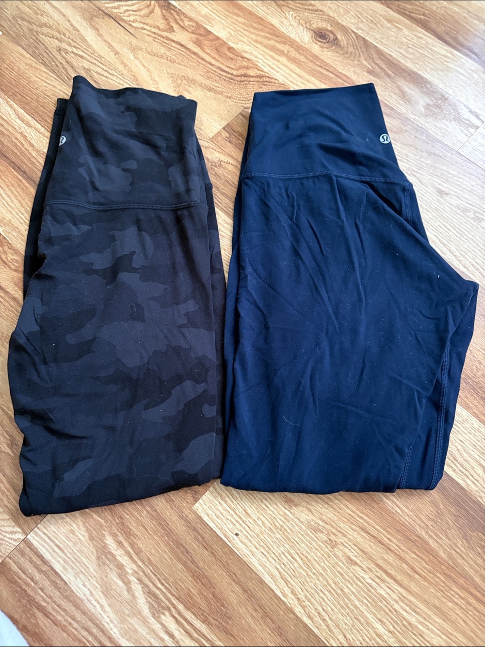 Size 8 Lululemon High-Rise Leggings Pair - Blue & Black Camo